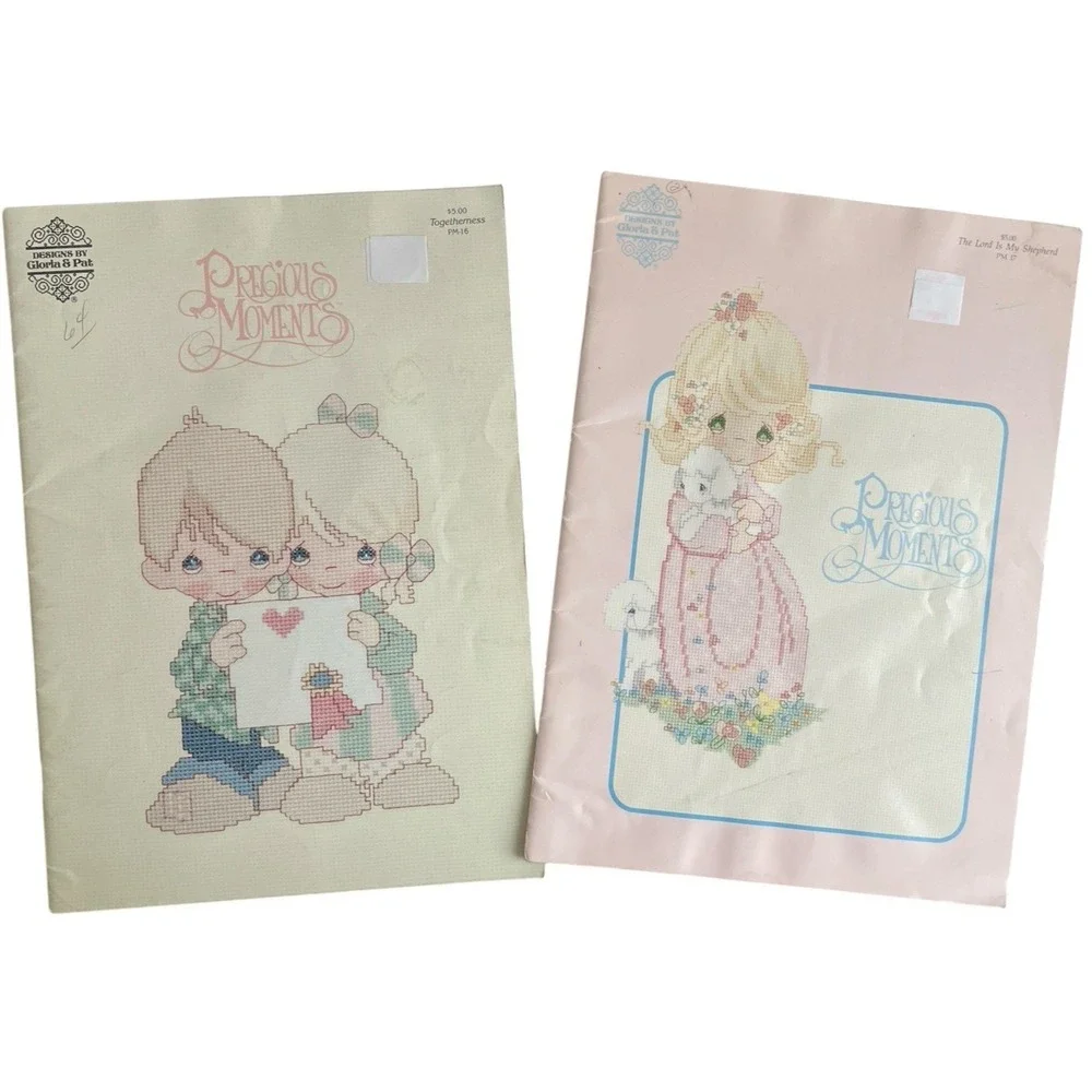 Lot of 2 Precious Moments Cross Stitch Booklets Gloria & Pat Designs PM 16 PM 17